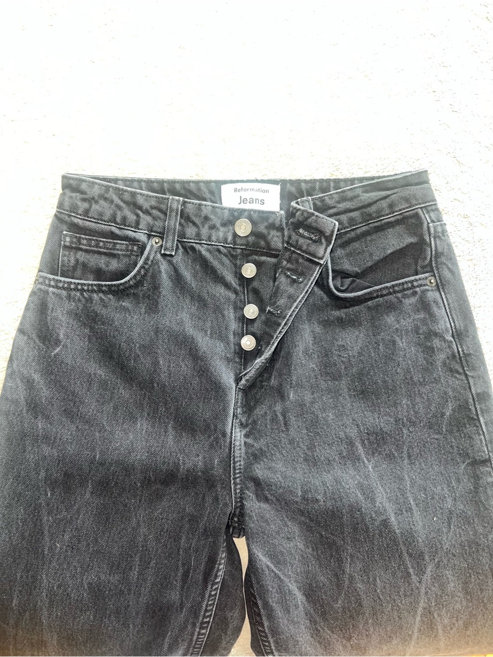 Reformation High-Rise Straight Jeans in Charcoal Gray - Picture 3 of 5